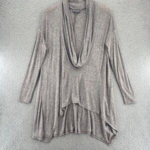 Michael Stars Top Womens Medium Gray Wool Blend Knit Cowl Scoop Neck High Low
